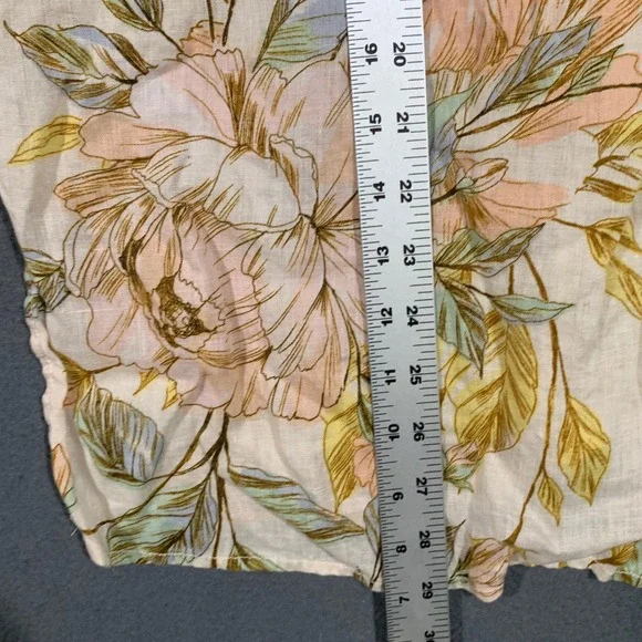 Nicole Miller New York 100% Linen Floral Button Up Tunic Blouse Cream Pink 1X - Picture 4 of 6